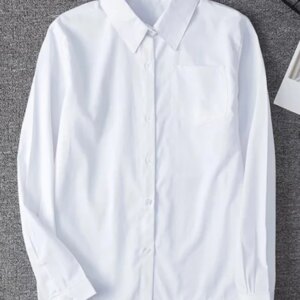Zoki White Women Shirt Fashion Long Sleeve Casual Turn Down Collar Female Blouse Loose Pocket Button Office Ladies Elegant Tops