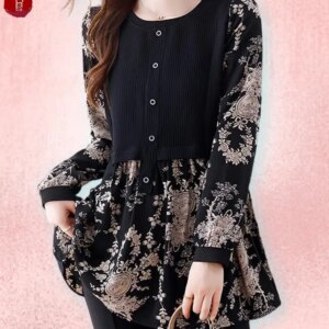 Loose Clothes Women 2024 Autumn Long Elegant Office Lady Floral Shirts Casual Retro Vintage Ruffles Tunic Peplum Tops Blouses