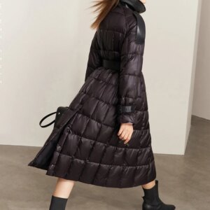 AMII Minimalism Down Jacket Women 2022 Winter New Commuter Fashion Belt Design Solid Warm Antistatic Long Clothing Tops 12241180