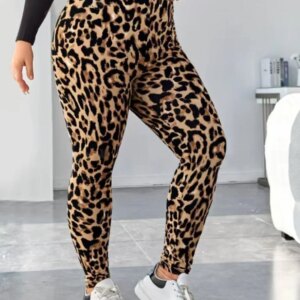 GIBSIE Plus Size Leopard Print Sexy Skinny Leggings Women's Fashion Spring Fall High Waist Female Casual Elastic Leggings