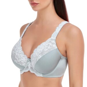 Women's Full Coverage Lace Bra Plus Size Bra Lager Bosom Embroidery Minimizer Bra For Women Thin Soft  Bralette C D E F G H I J