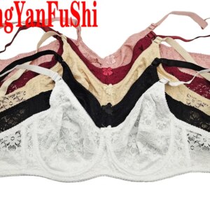 Women Sexy lace Bra Thin Bralette Cotton Lingerie unlined Underwire Embroidery Brassiere Top big bust Underwear B C D E Cup C28