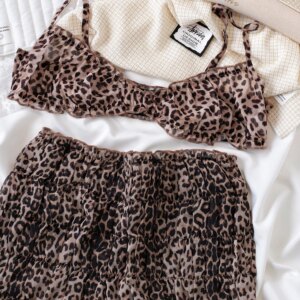 Street Leopard Print Camisole Underwear Tank Top Sexy Hottie Style Lingerie Set Bra Women Bralette