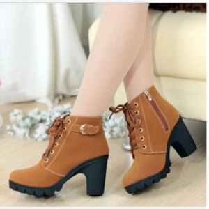 2024 New spring Winter Women Pumps Boots High Quality Lace-up European Ladies shoes PU high heels Boots Fast delivery