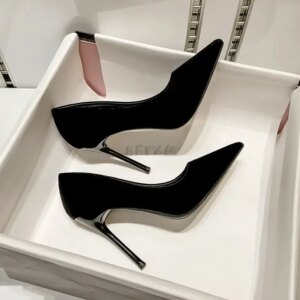 Women Pumps Sexy Suede Ponited Toes High Heels Fashion Office Stiletto Party Red Wedding Shoes Female Comfort Women Shoes